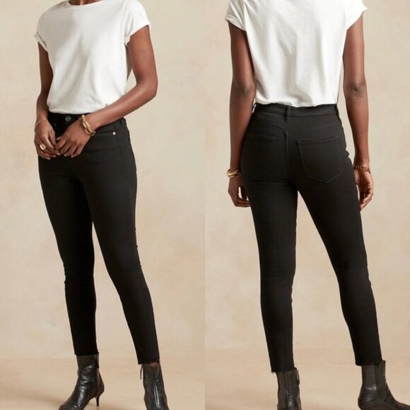 Banana Republic Women’s Size 28 Black High-Rise Skinny Jeans Raw Hem - Picture 7 of 7